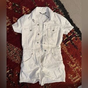Zara White Denim Romper NWT